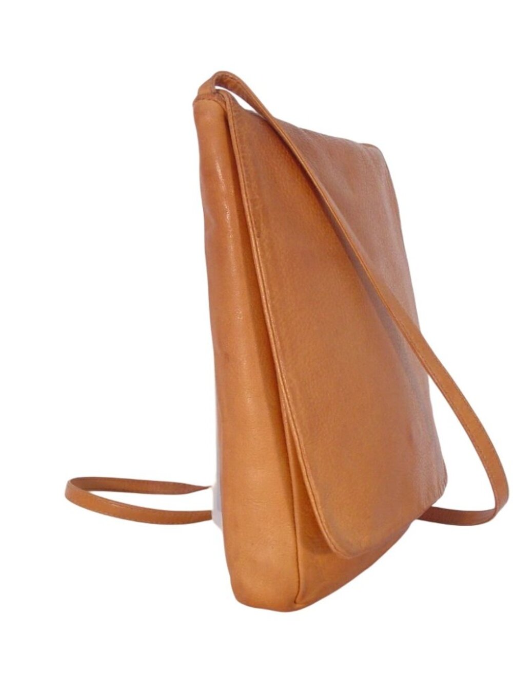 JULIA DUREN $150 Vintage Tan Leather Crossbody Bag - Made in USA - Picture 3 of 9